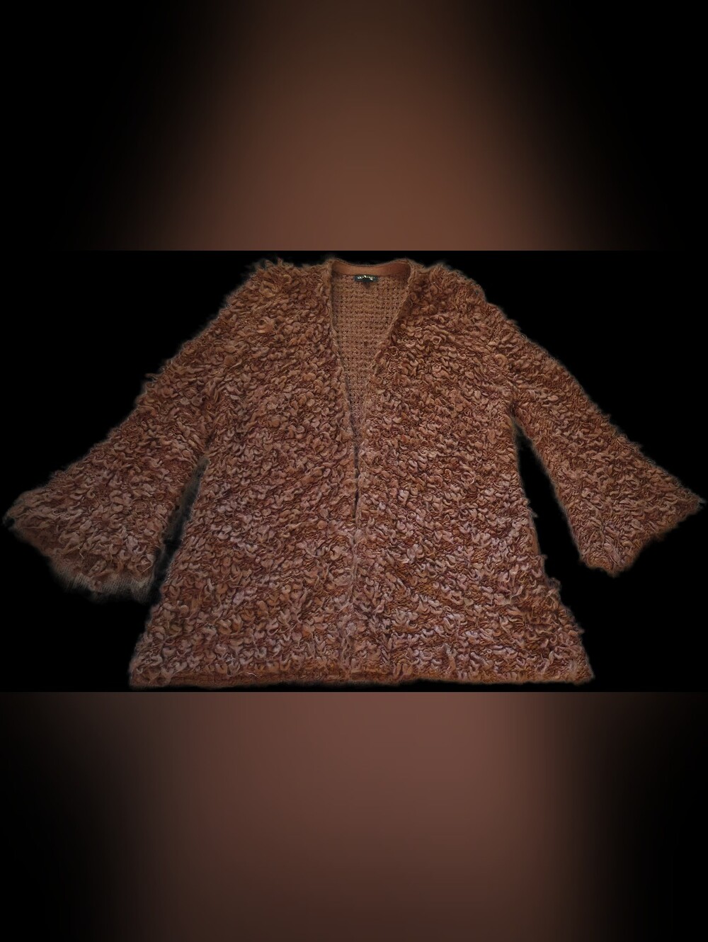 Audrey 3+1 Caramel Brown Open-Knit Sweater